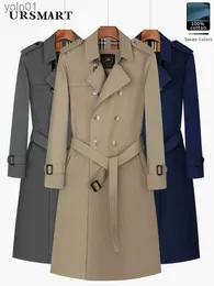 Trench Coats masculinos er longo na altura do joelho trench coat masculino duplo breasted cáqui estilo inglês engrossado forro de lã à prova de vento jaqueta de algodão puroL231123