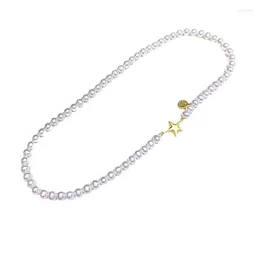 Kedjor Nature Japanese Akoya 6-7mm White Pearl Necklace Choker Luxury Jewely Halsband för kvinnor