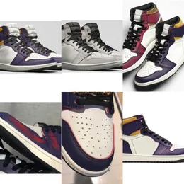 Retro Womens Mens 1 la till Chicago Court Purple Light Bone Shoes Wipe Shoes kommer att ändra färg 1S sneaker US 4Y-13