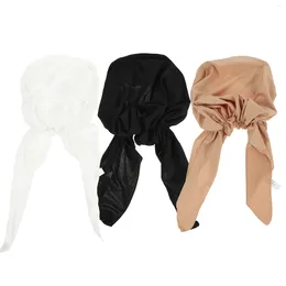 Berets Muslim Turban Hat Miss Pretied Scarf Women Headwrap Milk Silk Headwear