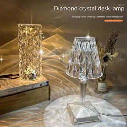 Настольные лампы Crystal Touch Lamp Diamond Cormand Decoration Dired Desk Night Lights USB Зарядка ресторан