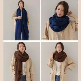 Scarves Korean Oversized Cotton Linen Scarf Neck Warm Shawl Autumn And Winter Windproof Soild Color Silk