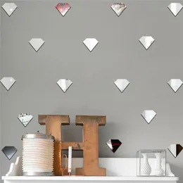 50st Nordic Diamond Mirror Wall Stickers for Kids Room Acrylic Mirrored Decorative Sticker Nursery Mirror Wall Decals263a