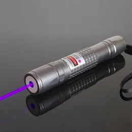 Högeffekt Fokuserad 405nm UV -laserpekare Blue Violet Purple med 5 -stjärniga mössor ficklampor Torches228p