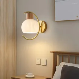 Wall Lamp Nordic Solid Wood Simple And Creative Porch Living Room Corridor Background Bedroom Bedside