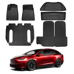 6PCS Tesla Model X Floor Mat 6 Seater 2022 2023, Tesla Model X Accessories, All Weather Floor Mat Full Set
