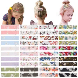 2pcs/pair New Cotton Flower Printed Hair Clips Cute Princess Hairpins Baby Girls Lovely Barrettes Floral Duckbill Bangs Clips Hair Accessories