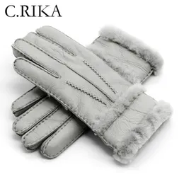 Fingerlösa handskar 100 äkta fårskinn läder handskar vinter höst mode varma fleece snö vantar män utomhus fem finger handled 231122