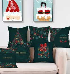 Julröd grön kuddtäck Xmas Tree Elk Printing Pillow Case Peach Skin Kudde Kudde täcker hemsoffdekoration BH7225 TY4193310