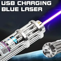 Foxlasers Blue Laser ficklampa USB-laddning 450Nm utomhus långväga laserpekare 5000m långväga räddningsindikator