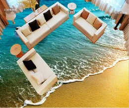 Wallpapers Custom Po Self-adhesive 3D Floor PVC Waterproof Beach Wallpaper Stereoscopic