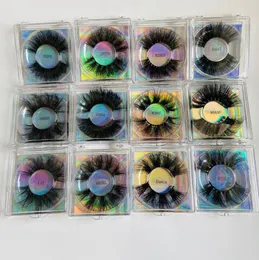 Mink Lash 8d 25 mm fluffiga fransar Packing Wispy False Eyelashes Extension Handgjorda fyrkantiga låda förpackningar 12 Styels för alternativ tjock full remsa faux cils super7516698