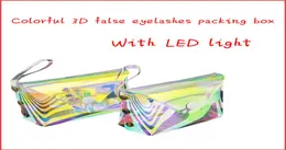 Ny grossistmjuk 3D -minkögonfransar Förpackningslådor Lådor Förpackning Anpassad logotyp faux remsa tomt fodral med LED -ljus7133436