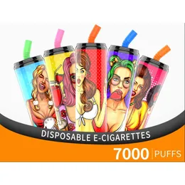 진정한 원래 포장 ATV ATV 군함 7K 퍼프 7000 퍼프 바에 스마트 화면 디스플레이가있는 vape e-cigarette 600mAh 배터리 킹 vape desechable.