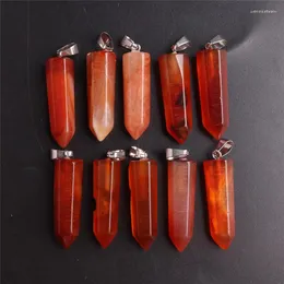 Naszyjniki wiszące 1PC CARNELIAN RED AGATES Kamień naturalny Rose Rose kwarc sześciokątne wahadło Reiki Chakra Pendulo Drop