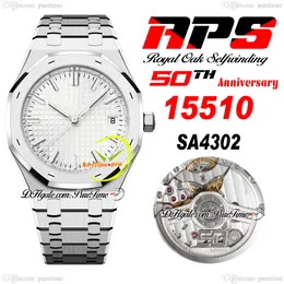 APSF 1551 50th Anniversary SA4302 Automatische Herrenuhr 41 Ultradünnes silberfarbenes strukturiertes Zifferblatt Edelstahlarmband Super Edition Reloj Hombre Montre Homme Puretime