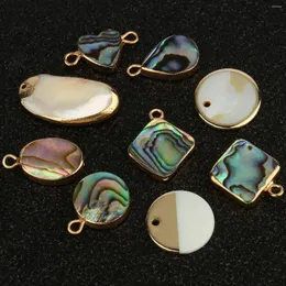 Pendant Necklaces Natural Abalone Shell Charms Pendants Heart Drop Sqaure Gold Color Multicolor Crack For DIY Earrings Jewelry Making