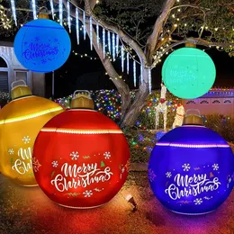 Led rave brinquedo 60cm natal inflável decorado bola feita pvc gigante luminoso led bolas de luz ao ar livre decorações de árvore adereços de festa 231123