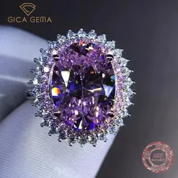 Pierścienie ślubne gica gema solid 925 srebrne srebrne 3ex cięcie 6ct vvs różowe stworzone zaręczyny dostosowany pierścionek Fine Jewelry 231123