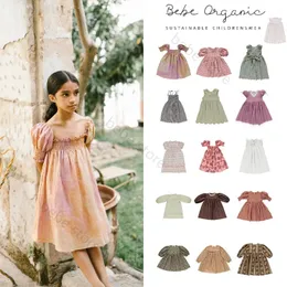 Set di abbigliamento Bebe Store SS22 Primavera Estate Bambina in lino tie dye Abito con maniche a sbuffo bebe organico 231123