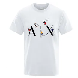 メンズTシャツ2023ホワイトTシャツメンズアックスレタープリントストリートウェアヒップホップユニセックス服
