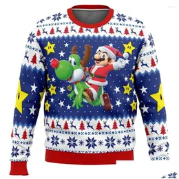 남자의 후드 땀 셔츠 남성 카트 카트 못생긴 크리스마스 스웨터 선물 산타 클로스 플로버 남자 3D 스웨트 셔츠 및 탑 가을 겨울의 옷 otsvm