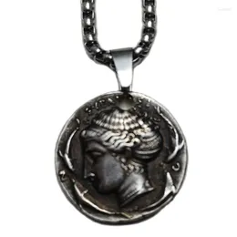 Collane con pendente Gioielli uomo/donna placcati argento con moneta antica vintage P0012