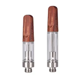 Cartucce Vape in legno 0,5 ml 0,8 ml 1,0 ml Atomizzatori per serbatoi di vetro vuoti 510 Vaporizzatore per olio denso con filo TH205 Consigli per legno Carrelli per vapori con bobina in ceramica