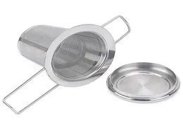 Tekanna te -sil med cap rostfritt stål Loose Leaf Tea Infuser Basket Filter Big With Lid9885744