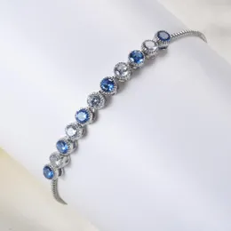 Länkarmband trendiga elegant blå kubik zirkoniumkedja för kvinnor koreanska stil smycken delikat charm vintage lyxhand