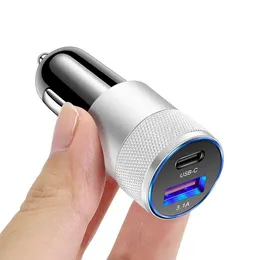 DHL Dual Port PD 20W QC3.0 Quick Charger 3.1A USB Type C Car Charger Cellphone Adapter For iPhone 15 14 13 12 11 Pro Max with Retail Box