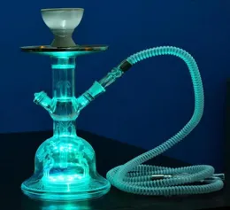 Cachimbo de água Shisha Bong Conjunto de cachimbo de cerâmica legal LED haste árabe vaso de vidro ferramentas 3 cores 126 polegadas altura uma mangueira abóbora dia7712318