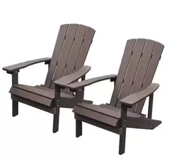 Patio Hips Plástico Adirondack Cadeira Móveis resistentes ao clima para a varanda-Brown TB-EU006BN (2-PACK)