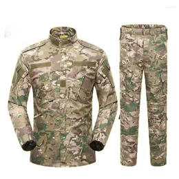 Men's Tracksuits Durable Spring And Autumn Work Clothes Camouflage Outdoor Training Polyester Cotton Mesh Cloth Set