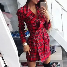 Temel gündelik elbiseler wepbel uzun kollu ince iş kadınları blazer elbise kırmızı vneck dış giyim kadın ol yüksek bel 231123