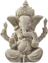 Elefantstaty skulptur sandsten ganesha buddha handgjord figur