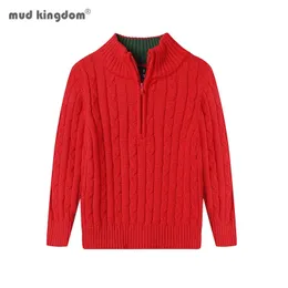 Комплекты: Свитер для мальчиков Mudkingdom, четверть на молнии, вязаный пуловер с воротником-стойкой, длинный рукав, однотонная хлопковая школьная форма, зимне-осенняя одежда 231122