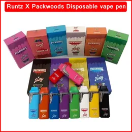 Runtz x Packwoods Одноразовые ручки для электронных сигарет 380 мАч Электронные сигареты Перезаряжаемая батарея Пустая ручка для вейпа 1,0 мл Испаритель с упаковкой