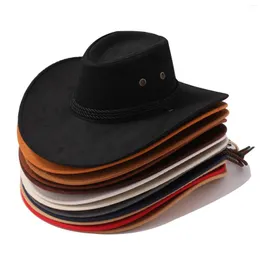 Berets Vintage Fedoras Hüte Für Männer Frauen Filz Breiter Krempe Eimer Fedora Swanowing Cowboy Jazz Outdoor 8 Farben