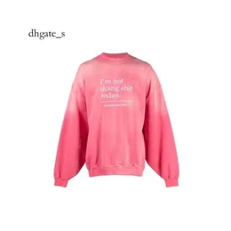 dhgate essentialhoodies women Autumn Winter New VTM Pink Distressed Wash Letter Embroidery Loose Round Neck Sweater Men and Women's Trendy Brand
