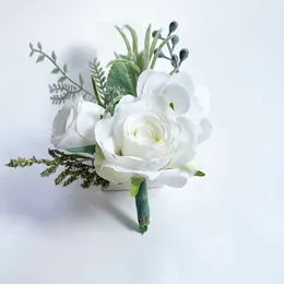 إكسسوارات أزياء أخرى Branco Boutonniere Casamento corsage flores الاصطناعية Vermelho Rosa Pulseira Para de Honra Homens Convida J230422
