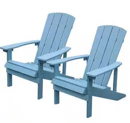 Uteplatser Plastiska adirondackstolstolar Väderbeständiga möbler för gräsmatta Balcony Lake Blue TB-EU006LB (2-pack)
