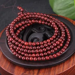 Braccialetti con ciondoli Dritto lobulare in legno di sandalo rosso 3-5mm 216 perline di Buddha Corda a mano lungo il grano Bracciale con piccolo foro Gioielli femminili