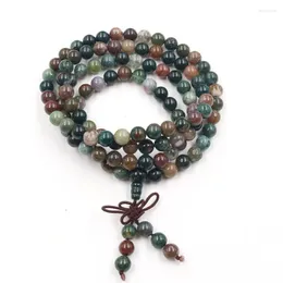 Strand handgjorda väv agater stretchiga armband 108 runda pärlor gröna aventurin etnisk stil smycken