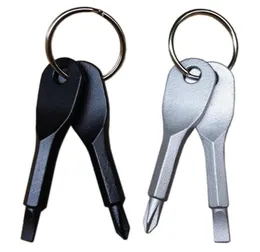 Screwdrivers Keychain Outdoor Pocket 2 Colors Mini Screwdriver Set Key Ring With Slotted Phillips Hand Key Pendants6583653