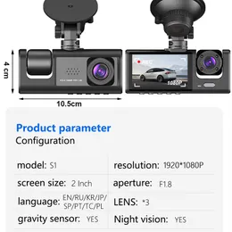 Auto Video Recorder 3 in 1 FHD 1080P 3 Kamera Auto DVR Dashcam Rückansicht Kamera mit Hinten objektiv Nachtsicht Für Lkw Steuer Uber