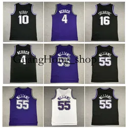 GH Chris Webber Jason Williams King Mitch ve Ness Basketbol Jersey Peja Stojakovic Mike Bibby Gericilik Formaları Beyaz Siyah Mor Boyut