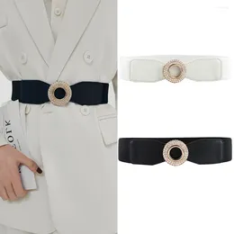 Bälteshöst och vintermidjeband Personlighet Diamond Sparkle Belt Geometric Round -knapp Stylish Decorative Overcoat Elastic