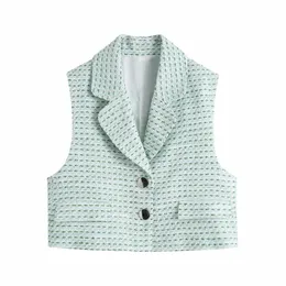 Women's Vests BBWM WOMAN 2023 Summer Clothing Casual Fashion Suit Collar Button Trim Short Vest Coat