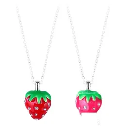 Jewelry Cute Red Stberry Pendant Necklace Clear Crystal Color Short Clavicle Choker For Girl Children Gift Jewelry Drop Delivery Baby, Dhwdb